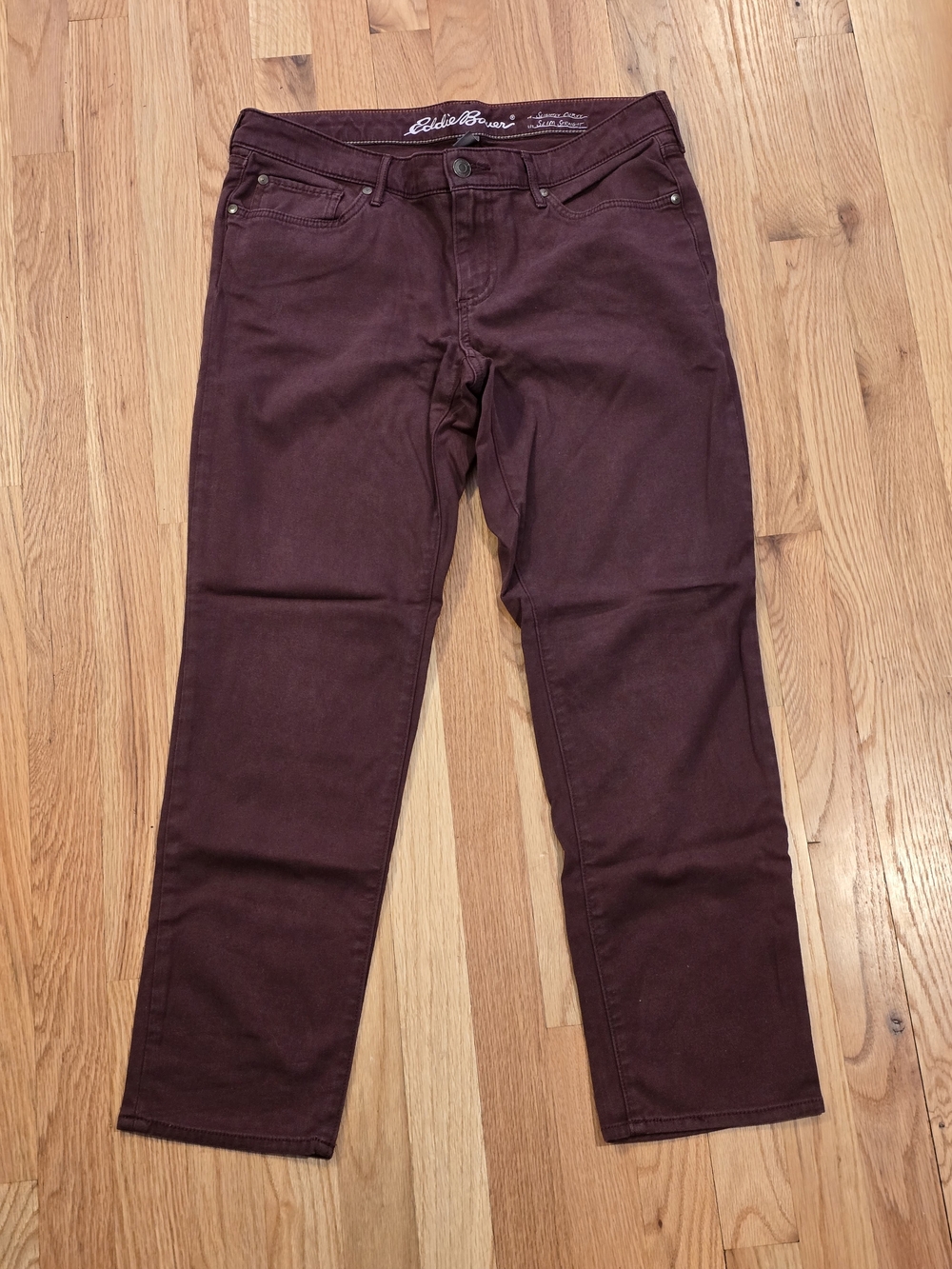 Eddie Bauer Men's Dark Burgundy Straight Jeans